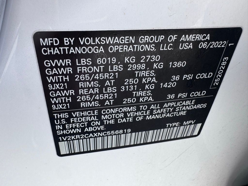 2022 Volkswagen Atlas 3.6L V6 SE w/Technology