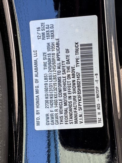 2017 Honda Ridgeline Black Edition