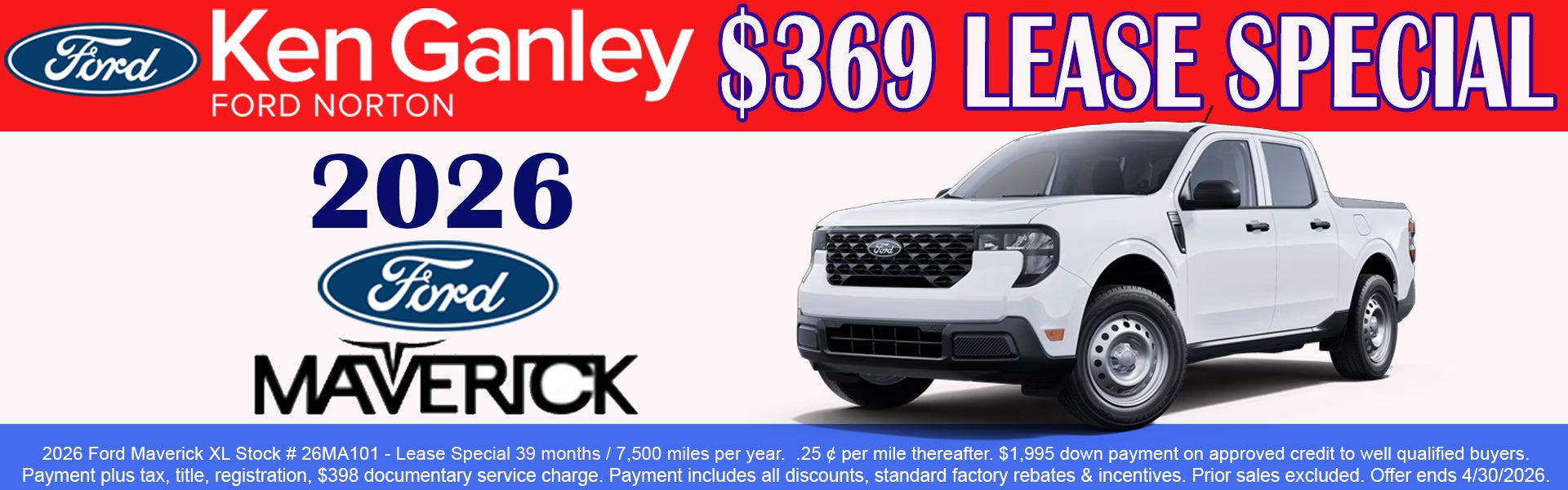 2026 Ford Maverick lease special