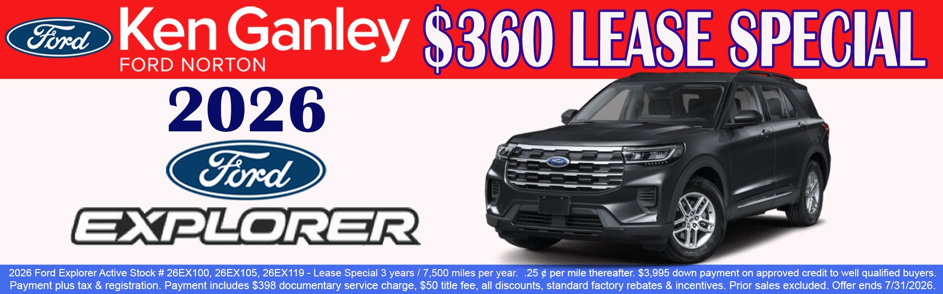 2026 Ford Explorer Lease Specials